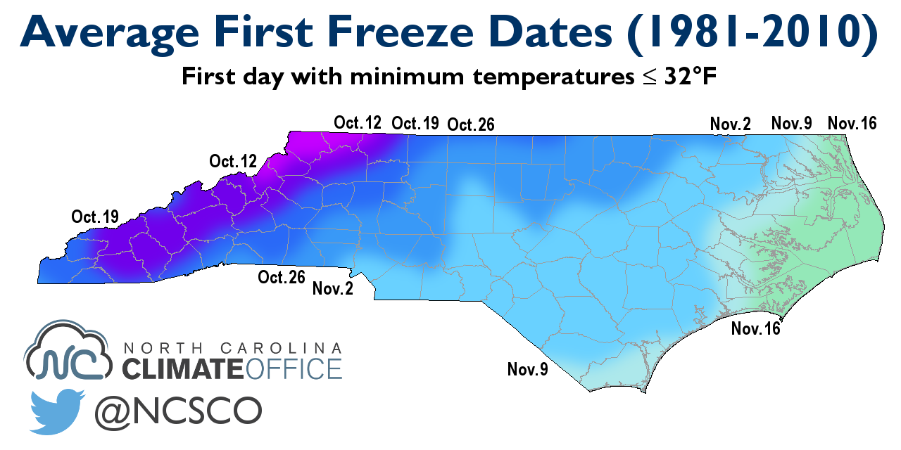 NC's First Frost and Freeze Climatology North Carolina Climate Office