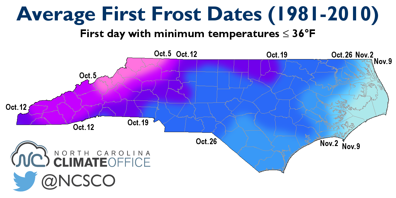 NC's First Frost and Freeze Climatology North Carolina Climate Office