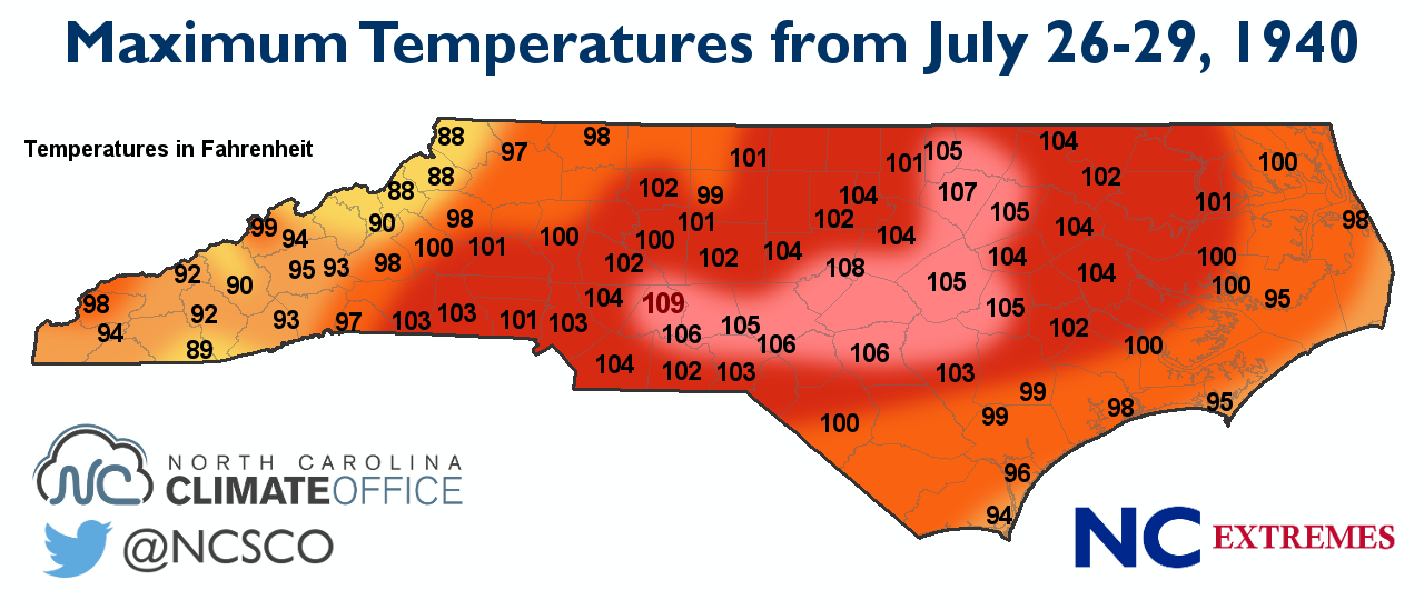 Nc Extremes Our History Of Record Heat North Carolina Climate Office
