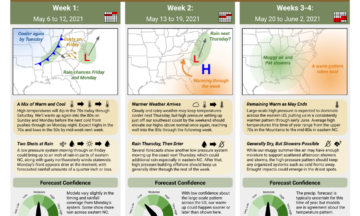 The Short-Range Outlook for North Carolina for May 6 to June 2, 2021