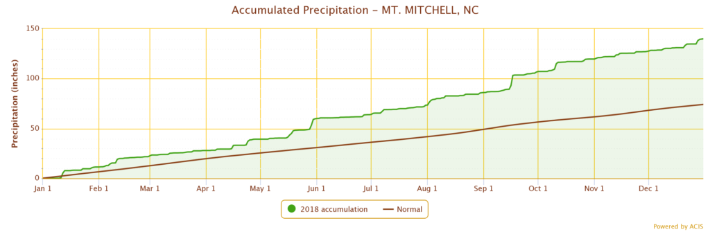 Mt Mitchell Precip Accum 2018