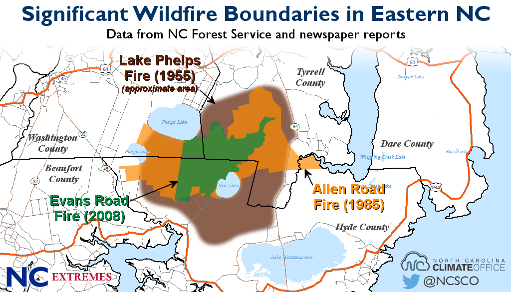 NC Extremes NC Pocosins a Hotspot for Large Wildfires North Carolina