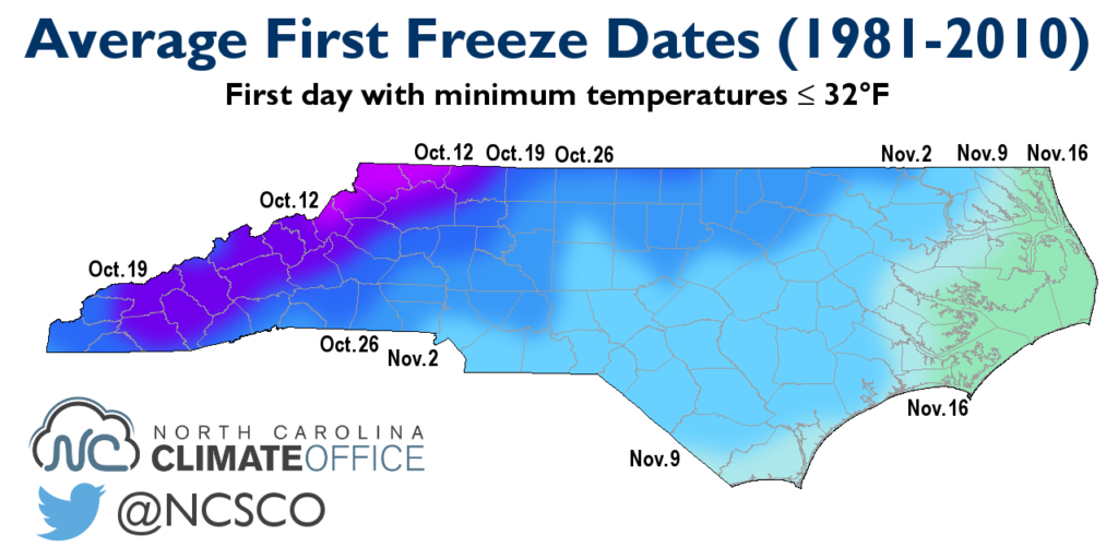 NC’s First Frost and Freeze Climatology North Carolina State Climate