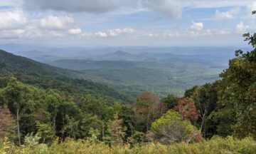 A photo of changing leaf colors in the northern Mountains of North Carolina