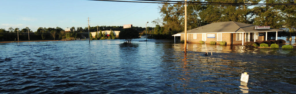 A photo of high flood waters in Lumberton