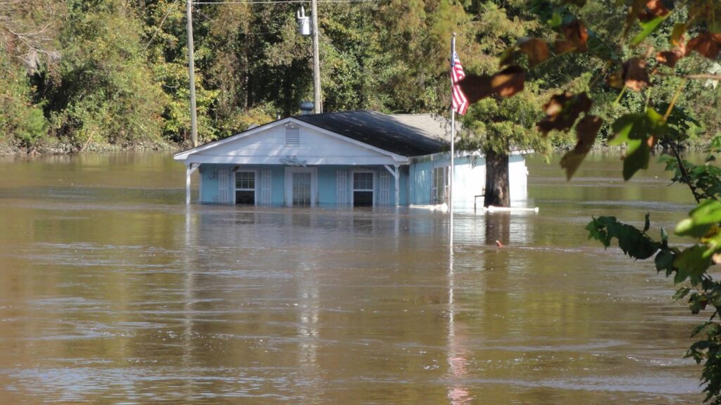 A photo of flooding along the Tar River