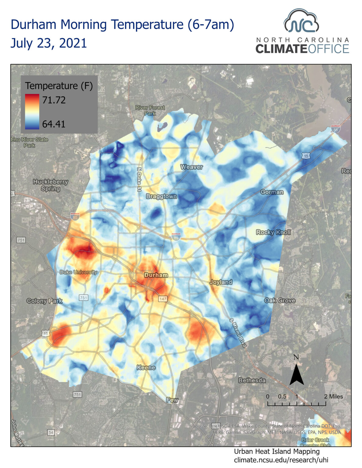 Urban Heat Island Temperature Mapping Campaign North Carolina State