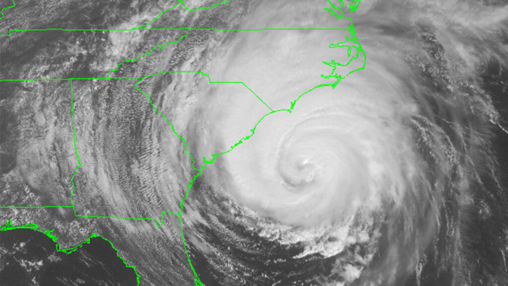 A satellite image of Hurricane Fran in 1996