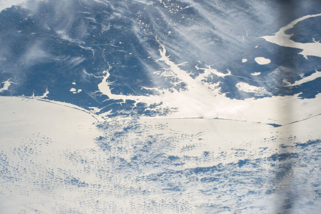 A satellite image showing the Outer Banks and Pamlico Sound