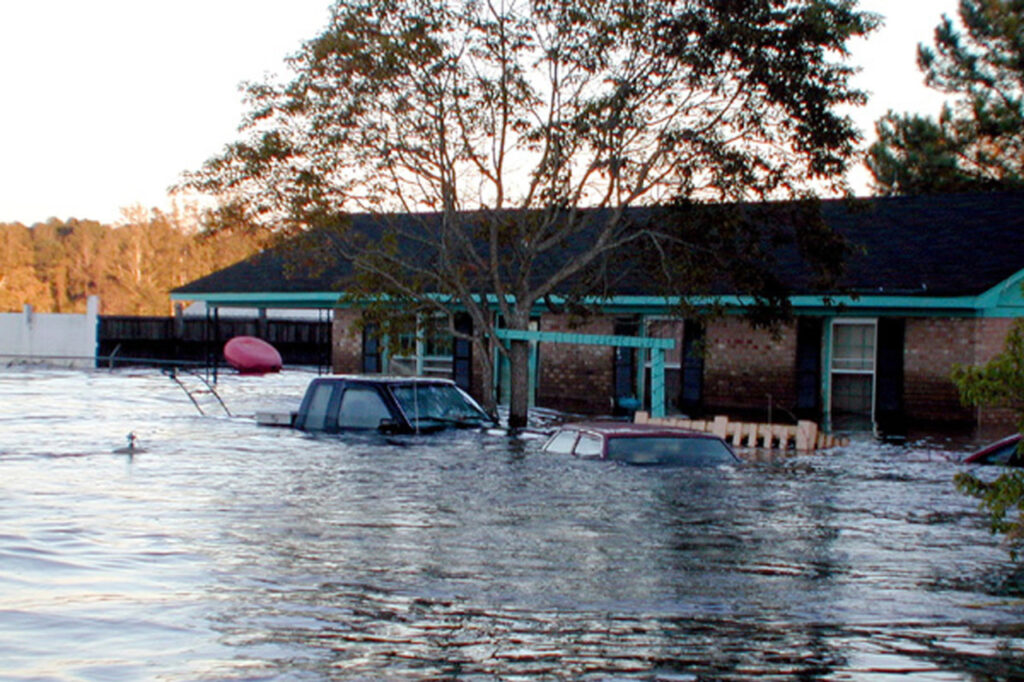 A photo of flooding in Pactolus after Hurricane Floyd