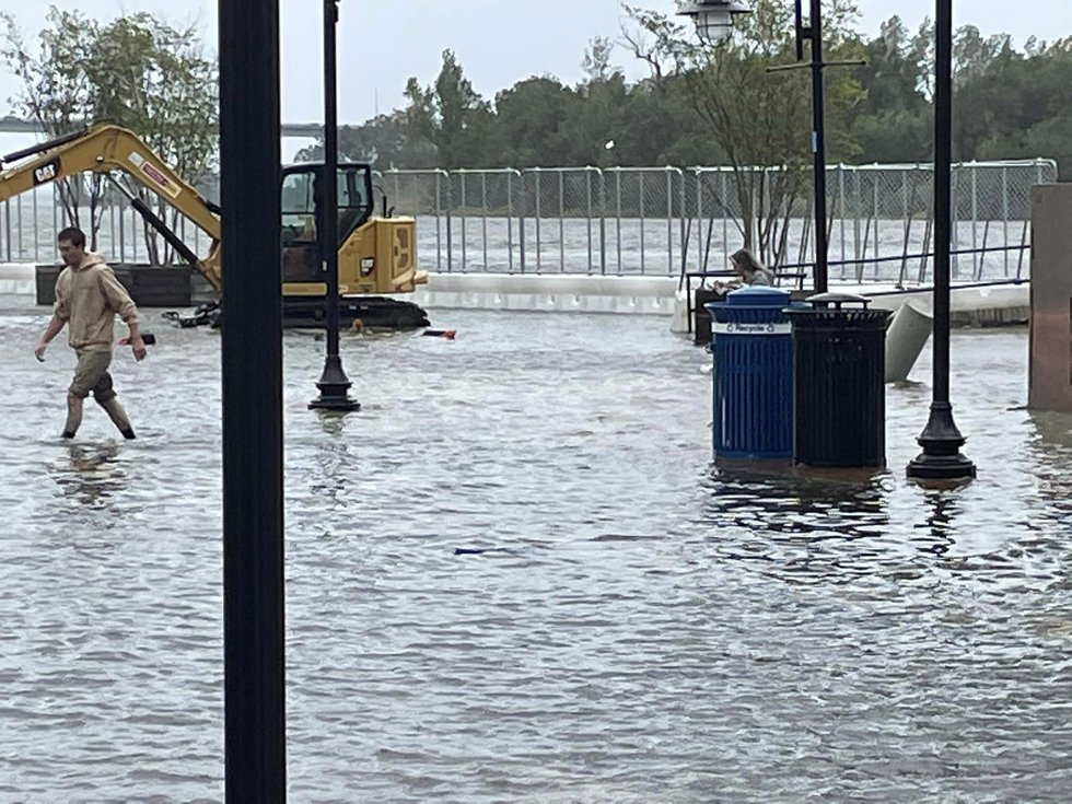 A photo of flooded streets in Wilmington after Hurricane Ian