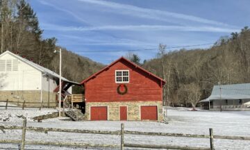 A photo of snow on the ground in Valle Crucis, NC, on December 26.
