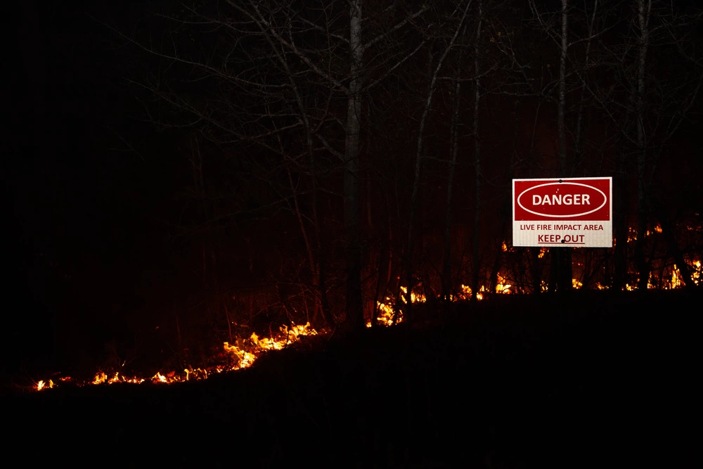 Image of a fire burning at Camp Lejeune on March 7