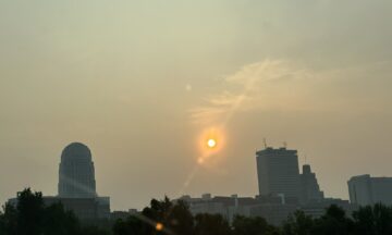 A photo of a smoky haze over Winston-Salem on June 6