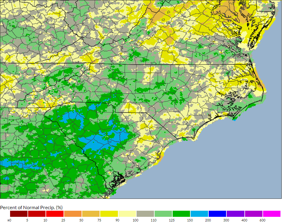 Percentage map of normal rainfall from January to June 2023