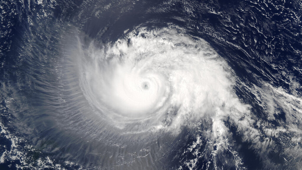 Satellite imagery of Hurricane Isabel over the Atlantic Ocean on September 10, 2003