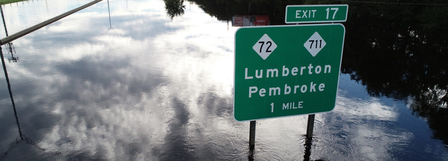A photo of Interstate 95 underwater in Lumberton after Hurricane Florence
