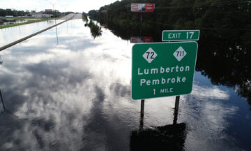 A photo of Interstate 95 underwater in Lumberton after Hurricane Florence