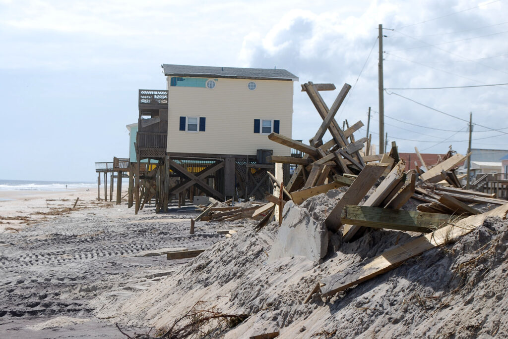 A photo of damage to oceanside homes in Surf City after Florence