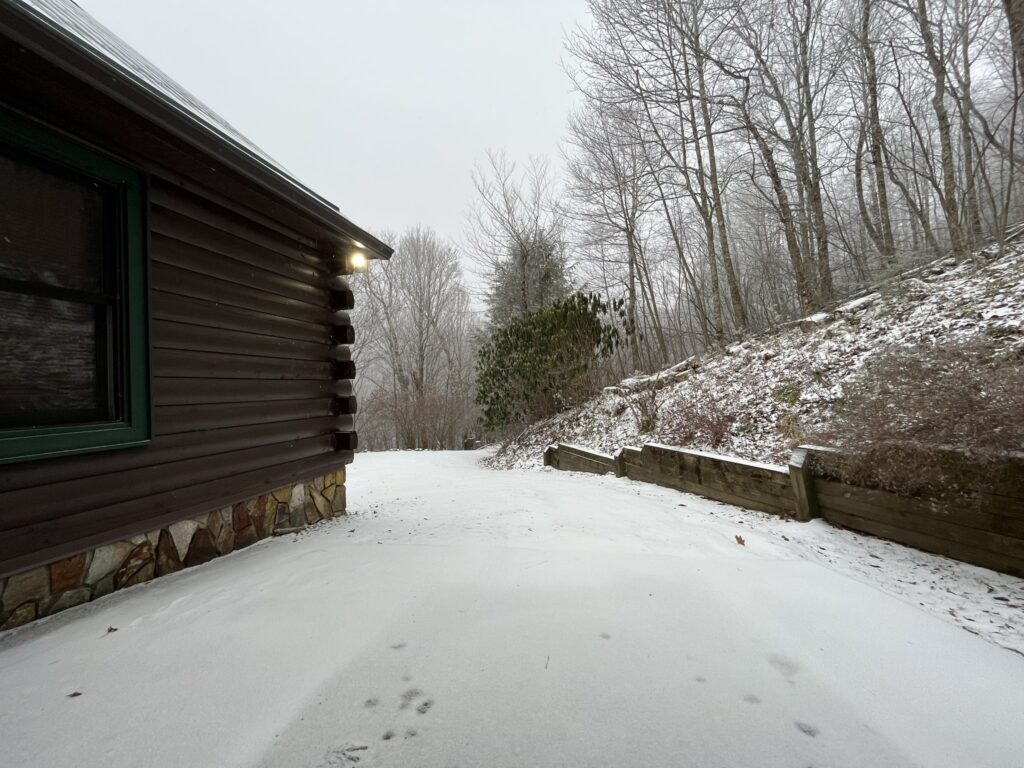 A photo of snow on the ground near Banner Elk, NC, on December 30, 2023.