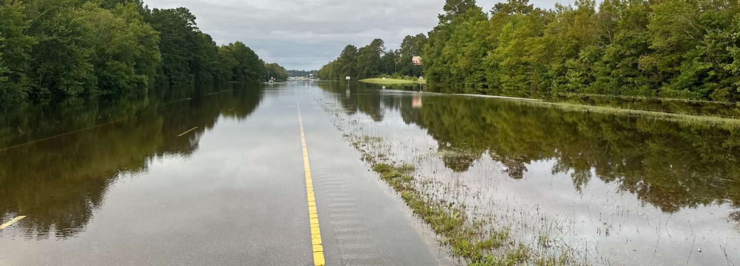 A photo of flooding along Highway 17 in Brunswick County after PTC8