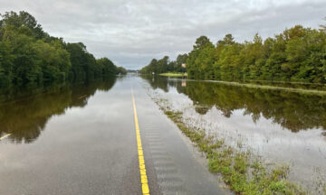 A photo of flooding along Highway 17 in Brunswick County after PTC8