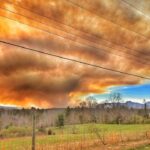 A photo of smoke from the Linville Gorge wildfire in March 2017 over Burke County, NC