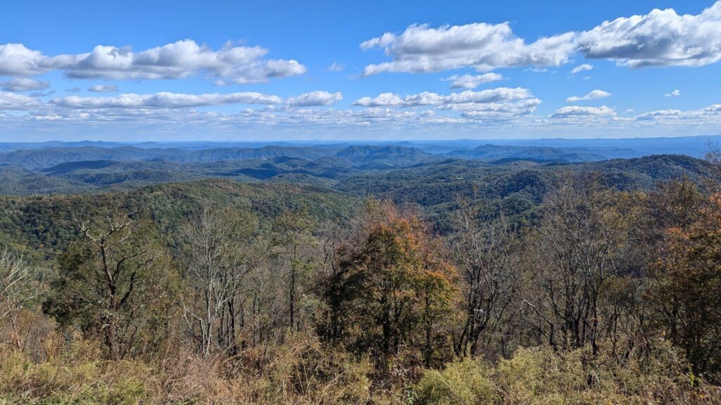 A photo of the scenery from Thunder Hill Overlook in the Mountains on October 16