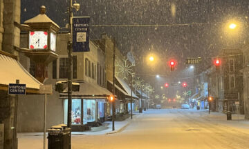 A photo of snow in downtown Mount Airy on Friday, January 10, 2025