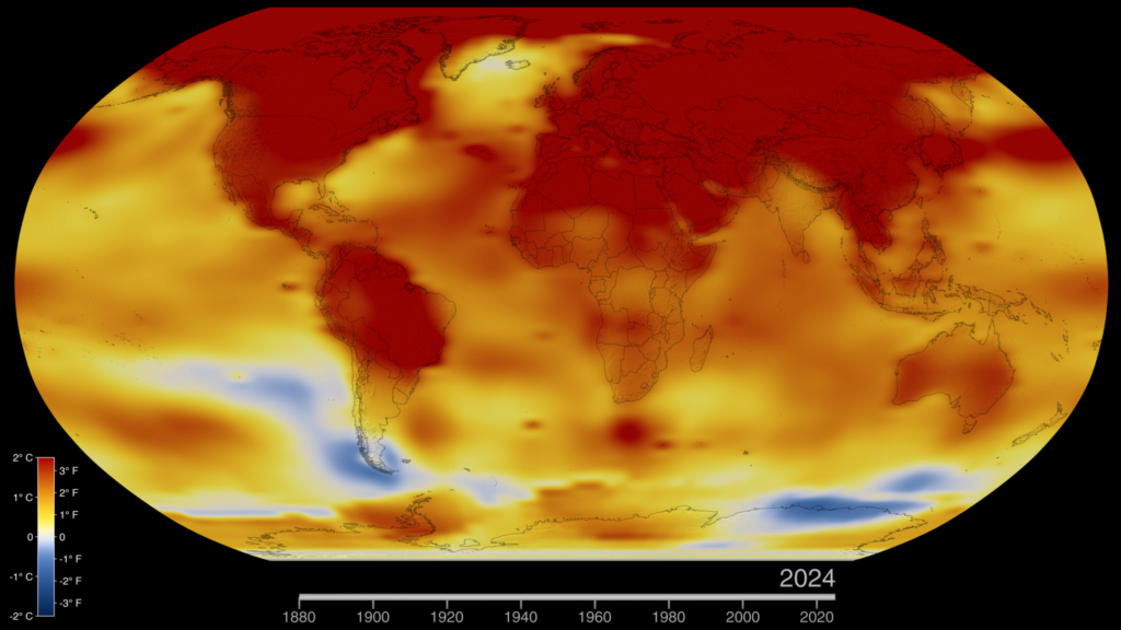 A map of global temperature anomalies in 2024