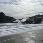 A photo of a plow on a road in Pender County after the January 22 snow event