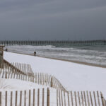 A photo of snow on Topsail Beach on January 22, 2025