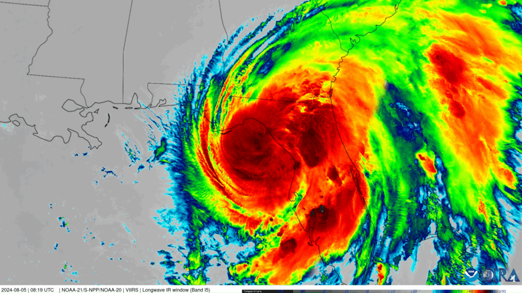 Satellite imagery of Hurricane Debby before its landfall along Florida's Gulf coast last August