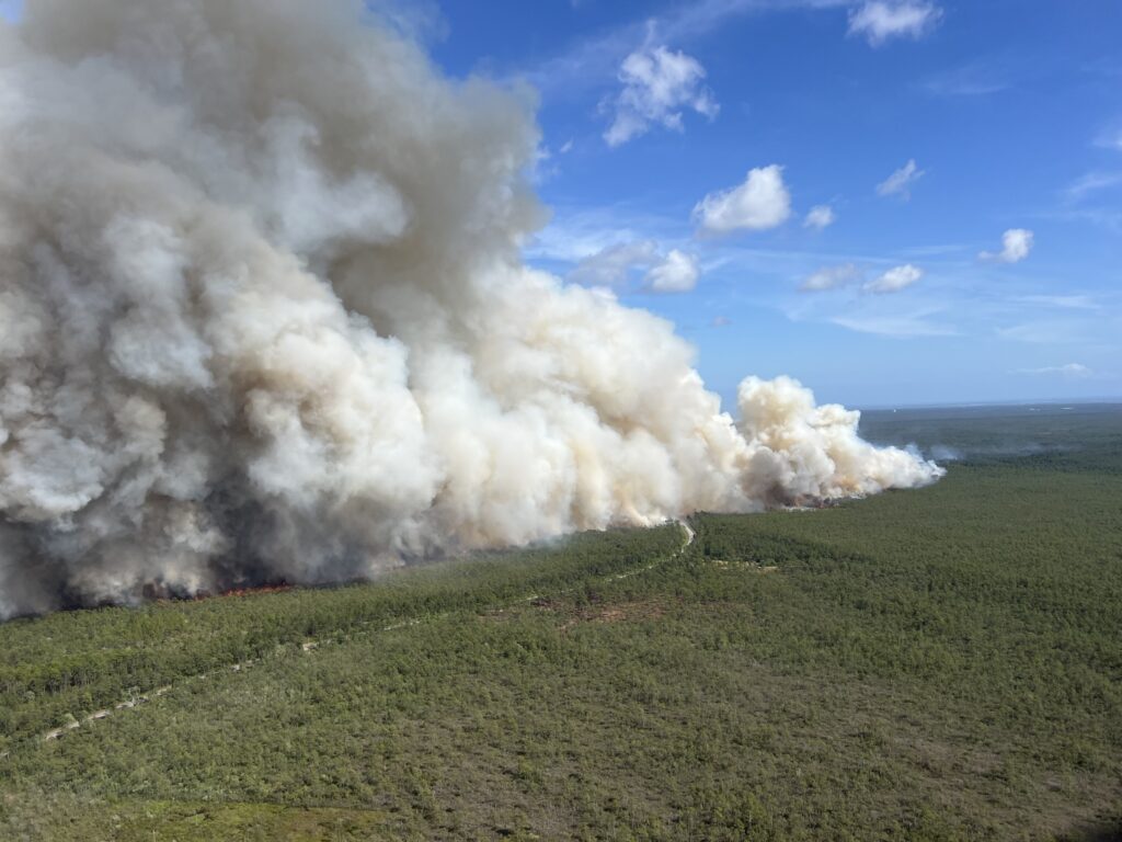 A photo of smoke from the Sunset Road fire in Brunswick County on May 13