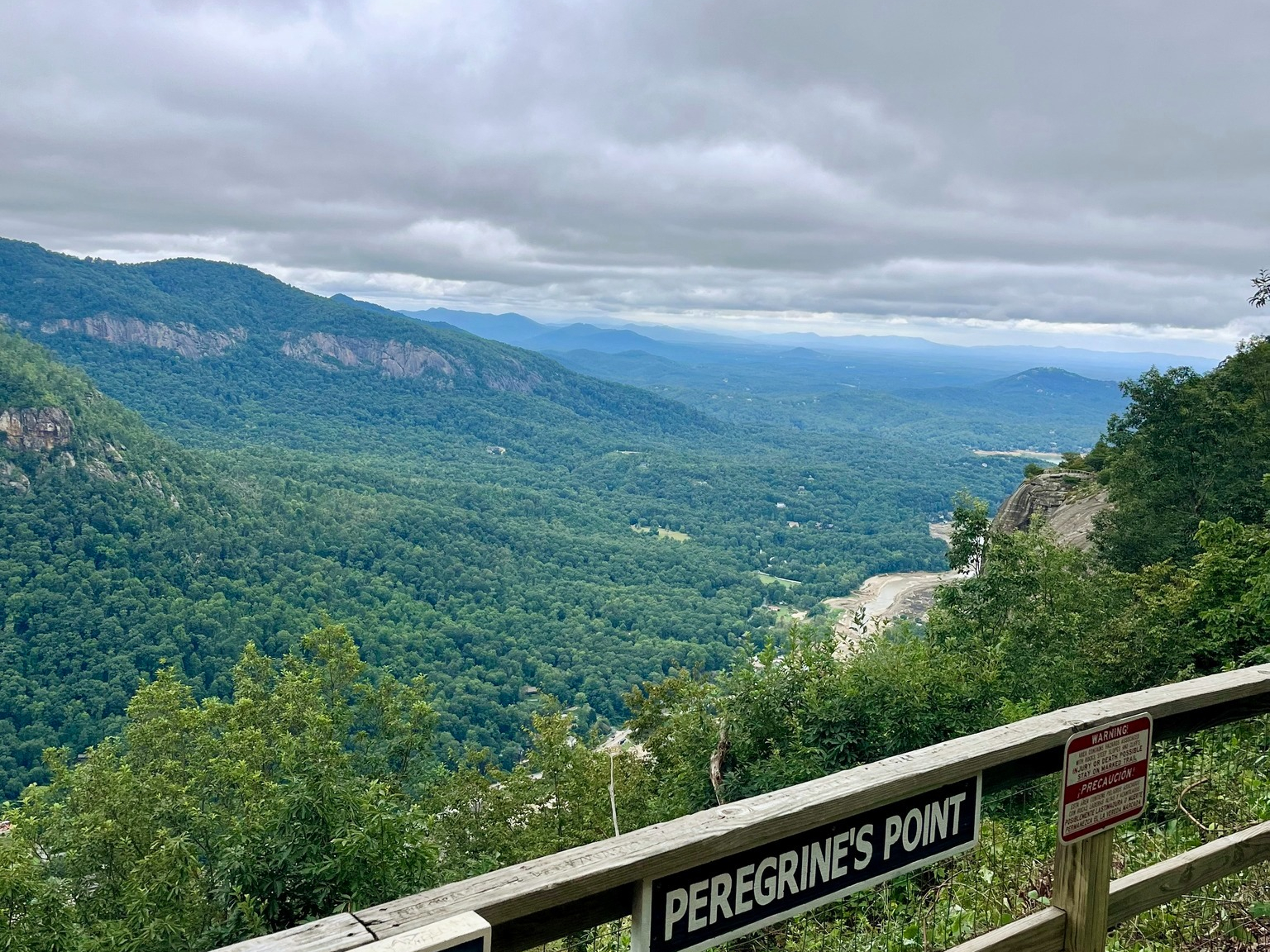 A photo of a scenic overlook under cloudy skies at Chimney Rock State Park earlier this month