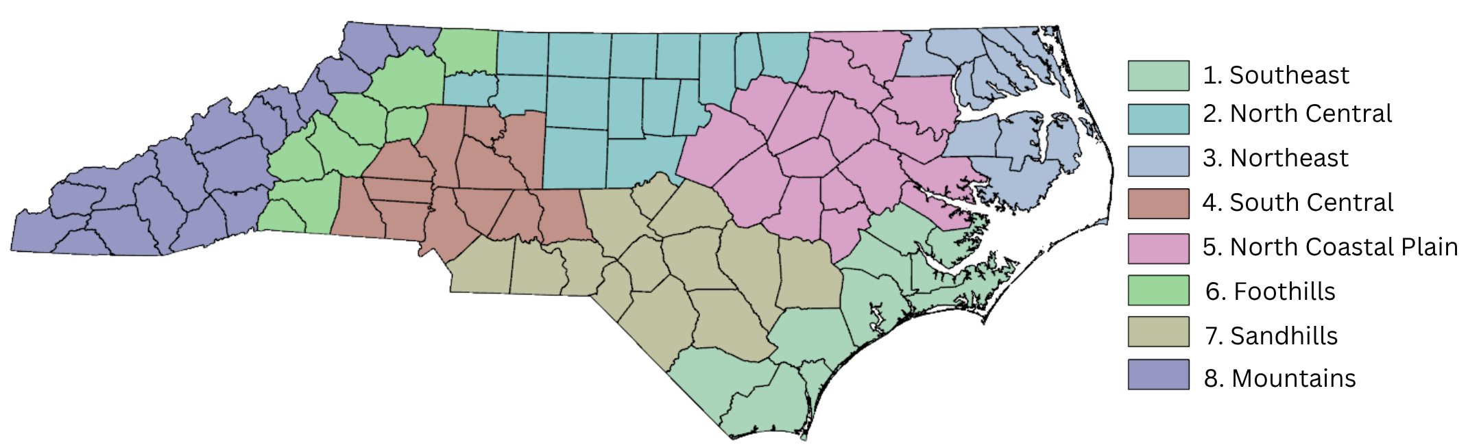 NC Heat Regions By County