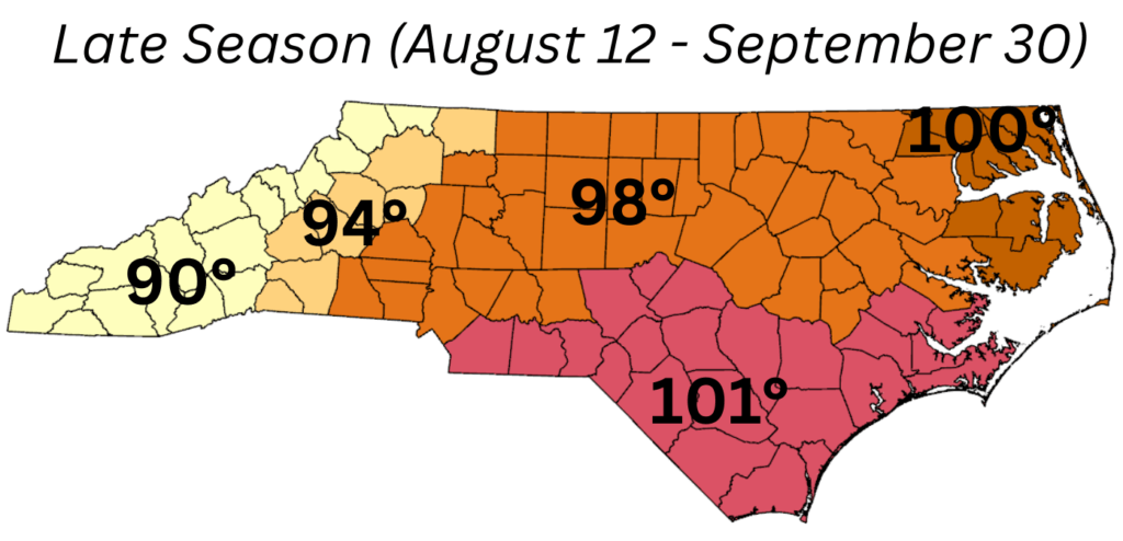 NC Heat Index Thresholds for August 2 - September 30