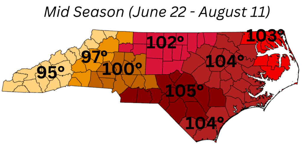 NC Heat Index Thresholds for June 22 - August 11