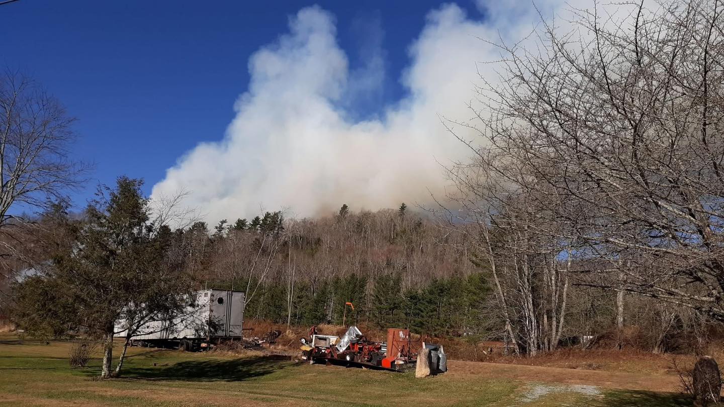 A photo of smoke from a wildfire near Banner Elk, NC, in November 2025